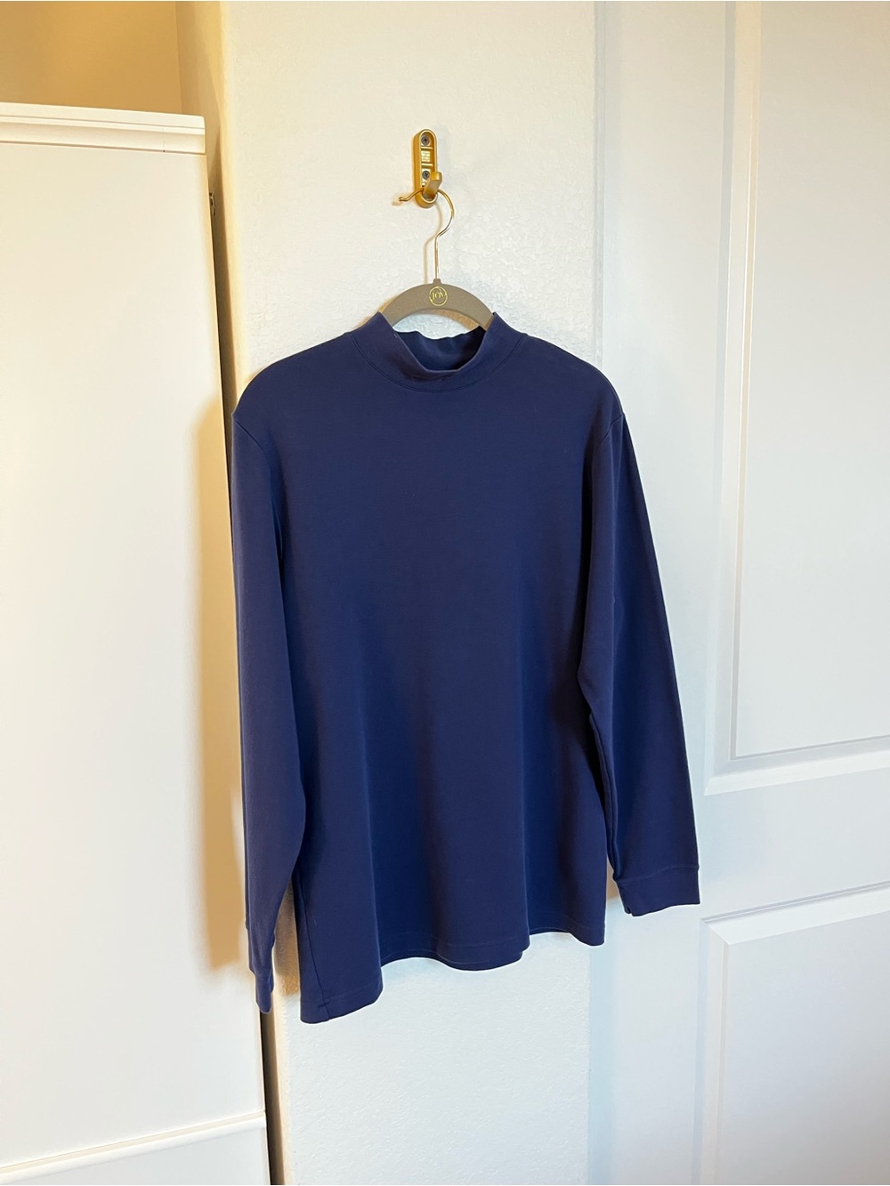 Roundtree & Yorke Men’s Navy Blue Turtleneck Long Sleeve Shirt Size Small Cotton